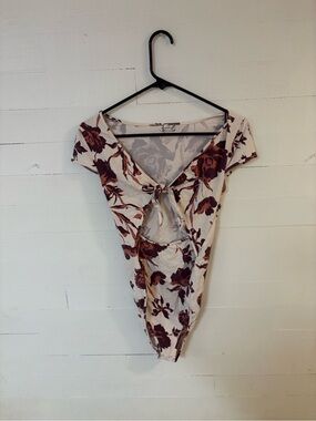 Free People Intimately Floral Tie Front Bodysuit Size M